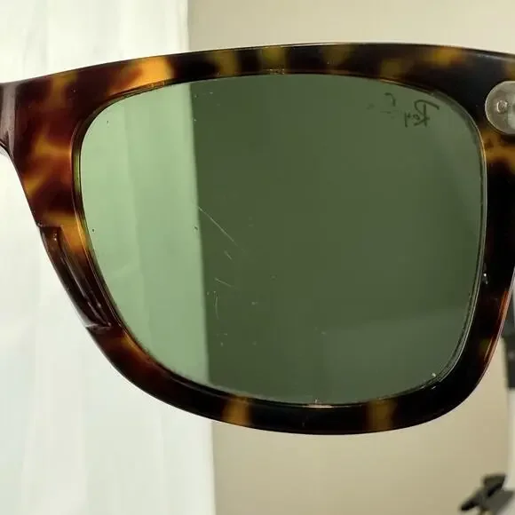 Ray-Ban Sunglasses Wayfarer RB2140 902 Handmade in Italy G15 Tortoise SCRATCHED